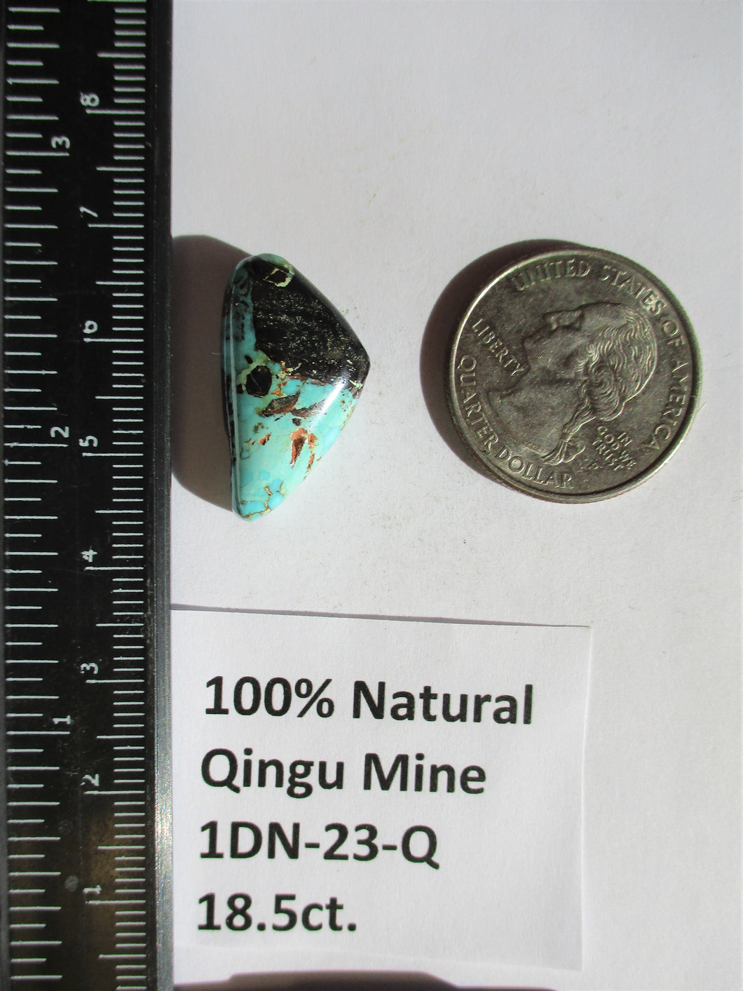 18.5ct. (24x14x8 mm) 100% Natural Qingu Mine (Hubei) Turquoise Gemstone # 1DN 23