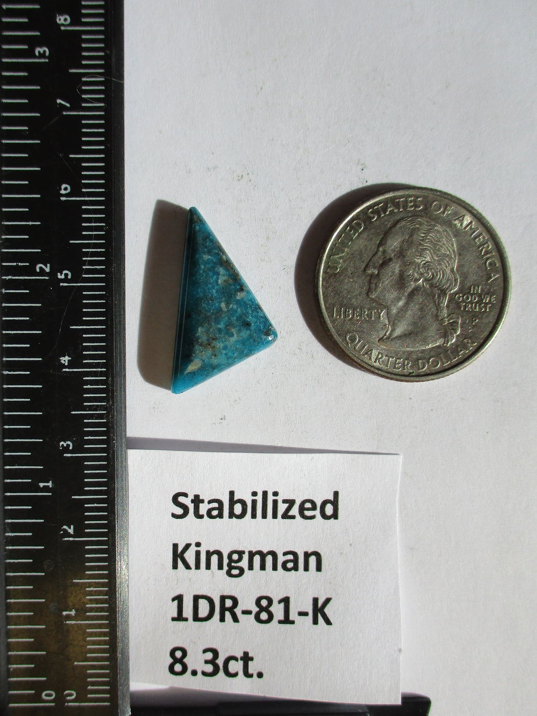 8.3ct (23x12x5 mm) Stabilized Kingman Turquoise Cabochon Gemstone, # 1DR 81