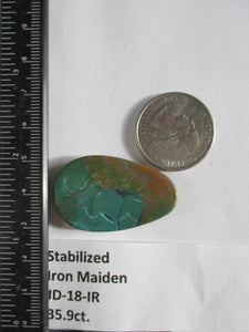 35.9 ct. (37x23x5 mm) Stabilized Iron Maiden Turquoise Cabochon Gemstone, # JD 18
