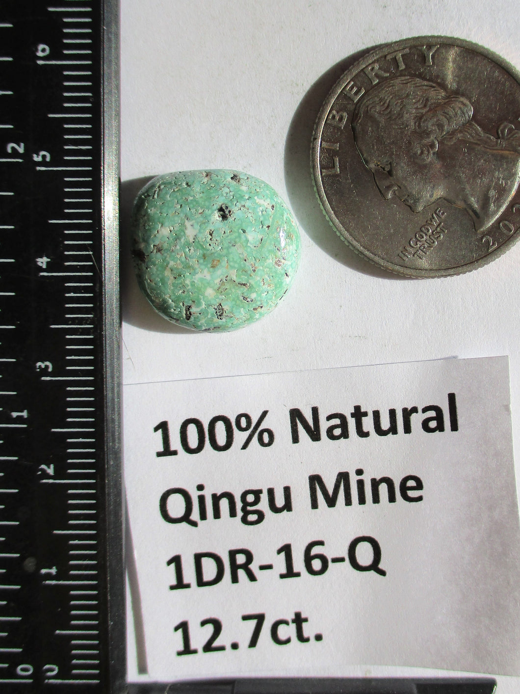 12.7 ct. (18x17x6 mm) 100% Natural Qingu Mine (Hubei) Turquoise Cabochon Gemstone, # 1DR 16