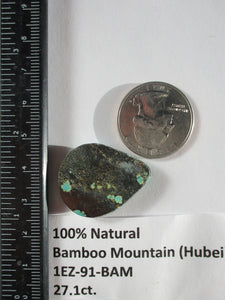 27.1 ct. (28.5x22.5x6 mm) 100% Natural Bamboo Mountain (Hubei) Turquoise Cabochon Gemstone, # 1EZ 91