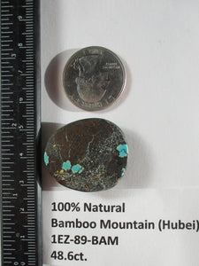 48.6 ct. (31x27x7 mm) 100% Natural Bamboo Mountain (Hubei) Turquoise Cabochon Gemstone, # 1EZ 89
