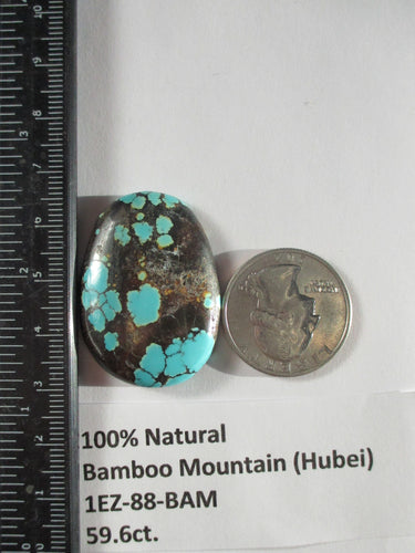 1EZ 88 - 59.6 ct. (37x27x7 mm) 100% Natural Bamboo Mountain (Hubei) Turquoise Cabochon Gemstone, # 1EZ 88