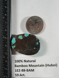 1EZ 88 - 59.6 ct. (37x27x7 mm) 100% Natural Bamboo Mountain (Hubei) Turquoise Cabochon Gemstone, # 1EZ 88