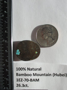 26.3 ct. (26x22x5.5 mm) 100% Natural Bamboo Mountain (Hubei) Turquoise Cabochon Gemstone, # 1EZ 70