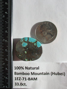 33.0. (29x25x5 mm) 100% Natural Bamboo Mountain (Hubei) Turquoise Cabochon Gemstone, # 1EZ 71