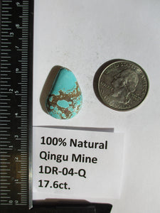 17.6ct. (24x17x5.5 mm) 100% Natural Qingu Mine Turquoise Gemstone # 1DR 04