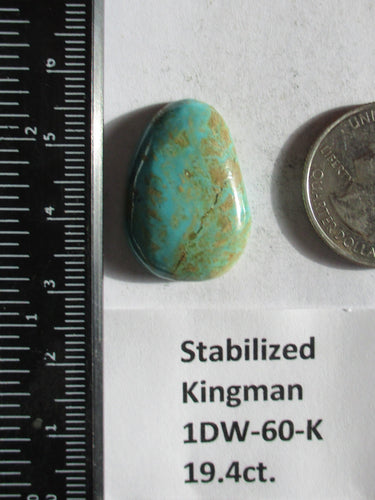19.4 ct (26x18.5x6 mm) Stabilized Kingman Turquoise Cabochon Gemstone, # 1DW 60