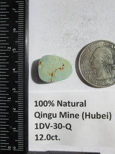 12.0 ct. (17x14x6 mm (Discounted)) Natural Qingu Mine (Hubei) Turquoise Cabochon, Gemstone, 1DV 30