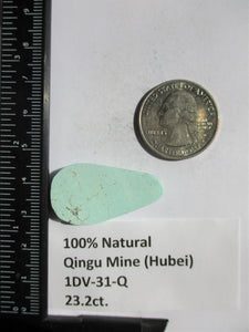 23.2 ct. (34x18.5x5.5 mm (Discounted)) Natural Qingu Mine (Hubei) Turquoise Cabochon, Gemstone, 1DV 31