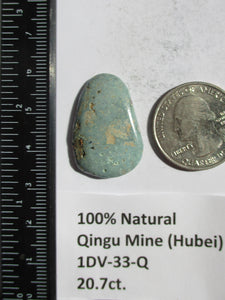 20.7 ct. (29x19x5 mm (Discounted)) Natural Qingu Mine (Hubei) Turquoise Cabochon, Gemstone, 1DV 33