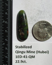 Load image into Gallery viewer, 22.9 ct. (37x13x5 mm) Stabilized Qingu Mine (Hubei) Turquoise Cabochon, Gemstone, 1ED 41