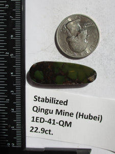 22.9 ct. (37x13x5 mm) Stabilized Qingu Mine (Hubei) Turquoise Cabochon, Gemstone, 1ED 41