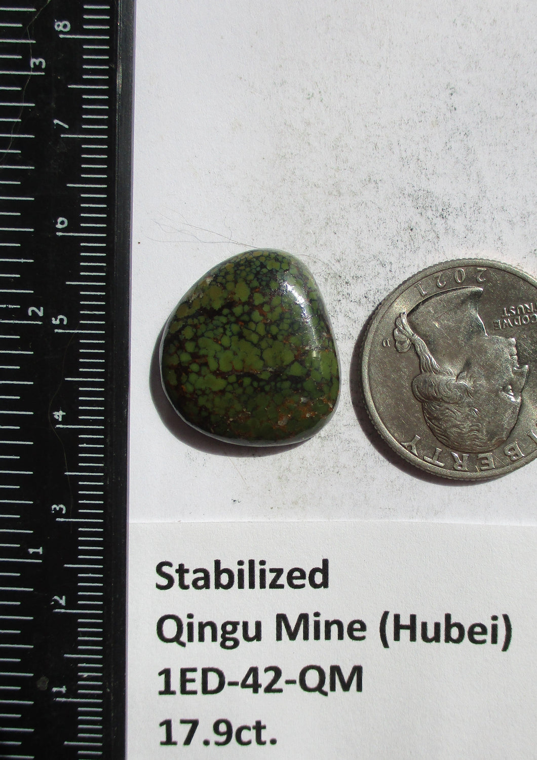 17.9 ct. (21x22x5 mm) Stabilized Qingu Mine (Hubei) Turquoise Cabochon, Gemstone, 1ED 42
