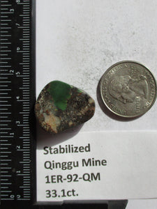 33.1 ct. (24x21x9) Natural Qinggu Mine (Hubei) Turquoise Cabochon, Gemstone, 1ER 92