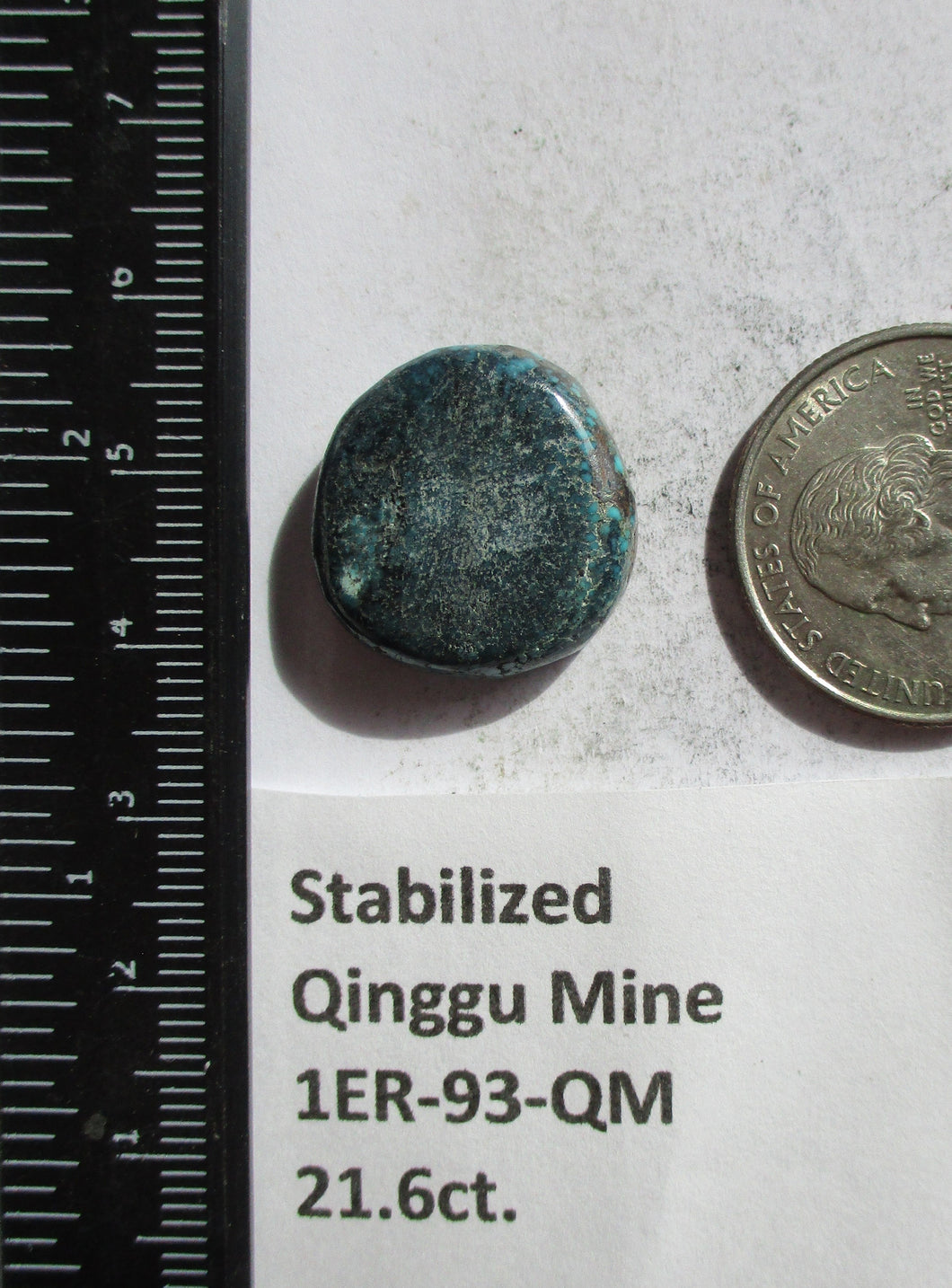21.6 ct. (20x19.5x6) Natural Qinggu Mine (Hubei) Turquoise Cabochon, Gemstone, 1ER 93