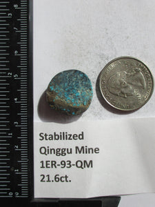 21.6 ct. (20x19.5x6) Natural Qinggu Mine (Hubei) Turquoise Cabochon, Gemstone, 1ER 93