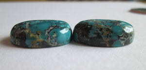 35.90 cts (21x14x6.5 mm each) 100% Natural Qingu Mine Turquoise Pair Cabochon Gemstones DM 018