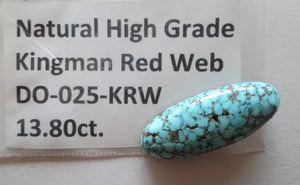 13.80 ct. (29x11x5.5) Natural High Grade Kingman Red Web Turquoise Cabochon Gemstone, DO 025