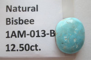 12.50 ct. (18x15x6 mm) Natural Bisbee Turquoise Cabochon Gemstone, # 1AM 013
