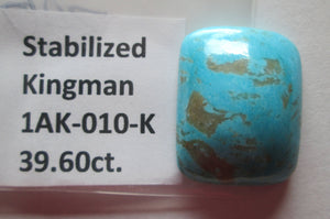 39.60 ct. (28x22x9 mm) Stabilized Kingman Turquoise Cabochon Gemstone, 1AK 010