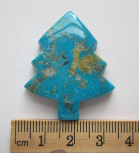 49.60 ct (39x32x6.5 mm) Stabilized Kingman Turquoise Christmas Tree Cabochon Gemstone, # DX 004