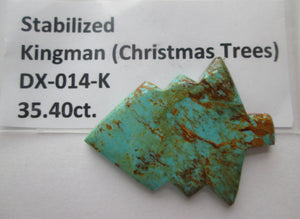 35.40 ct (43x34x4 mm) Stabilized Kingman Turquoise Christmas Tree Cabochon Gemstone, # DX 014