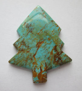 35.40 ct (43x34x4 mm) Stabilized Kingman Turquoise Christmas Tree Cabochon Gemstone, # DX 014