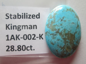 28.20 ct. (34.5x23x6 mm) Stabilized Kingman Turquoise Cabochon Gemstone, 1AK 002
