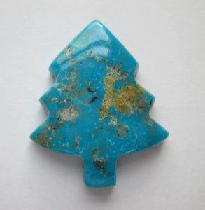 49.60 ct (39x32x6.5 mm) Stabilized Kingman Turquoise Christmas Tree Cabochon Gemstone, # DX 004
