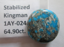 Load image into Gallery viewer, 64.90 ct. (26x25x11.5 mm) Stabilized Kingman Turquoise Cabochon Gemstone, 1AY 024