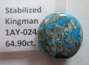 64.90 ct. (26x25x11.5 mm) Stabilized Kingman Turquoise Cabochon Gemstone, 1AY 024