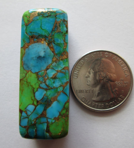 124.00 ct (43x16x14 mm) Pressed, Dyed, Stabilized Kingman Mohave Turquoise Drilled for Necklace 1BP 005