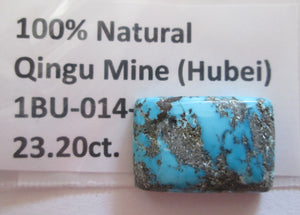 23.20 ct. (24x11x5,5 mm) 100% Natural Qingu Mine, Hubei Turquoise Cabochon Gemstone, # 1BU 014