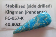 Load image into Gallery viewer, 40.80 ct. (43x15x9 mm) Stabilized Kingman Turquoise Side Drilled Pendent Gemstone, FC 057
