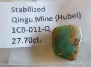 27.70 ct. (21x18x8 mm) Stabilized Qingu Mine (Hubei) Turquoise Cabochon Gemstone, 1CB 011
