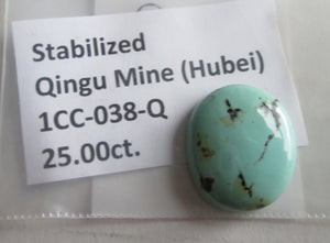 25.00 ct. (24x20x7.5 mm) Stabilized Qingu Mine, Hubei, Turquoise Cabochon Gemstone, 1CC 038