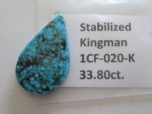 33.80 ct. (35x22x6 mm) Stabilized Kingman Turquoise Cabochon Gemstone, 1CF 020