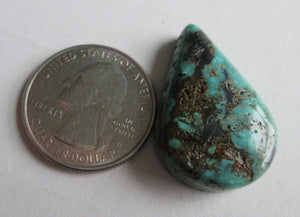 34.00 ct. (30x20x7 mm) 100% Natural Qingu Mine (Hubei) Turquoise Cabochon Gemstone, # 1CC 003