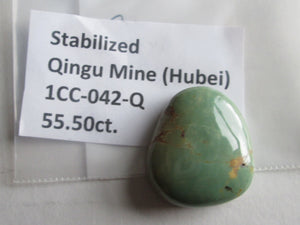 55.50 ct. (28.5x24.5x10 mm) Stabilized Qingu Mine, Hubei, Turquoise Cabochon Gemstone, 1CC 042