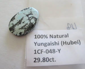 29.80 ct. (31x25x5.5 mm) 100% Natural Yungaishi, Hubei, Turquoise Gemstone, # 1CF 048