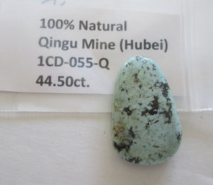 44.50 ct. (36x22x6 mm) 100% Natural Qingu Mine, Hubei Turquoise Cabochon Gemstone, # 1CD 055
