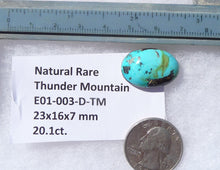 Load image into Gallery viewer, 20.1 ct. Natural Rare Thunder Mountain Turquoise (Backed) 23x16x7 mm Cabochon, Gemstone E01-003-D-TM