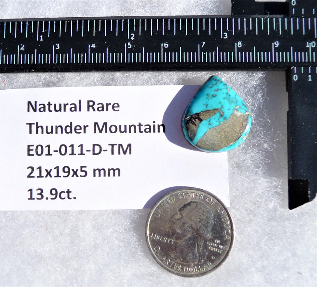 13.9 ct. Natural Rare Thunder Mountain Turquoise (Backed) 21x19x5 mm Cabochon, Gemstone E01-011-D-TM