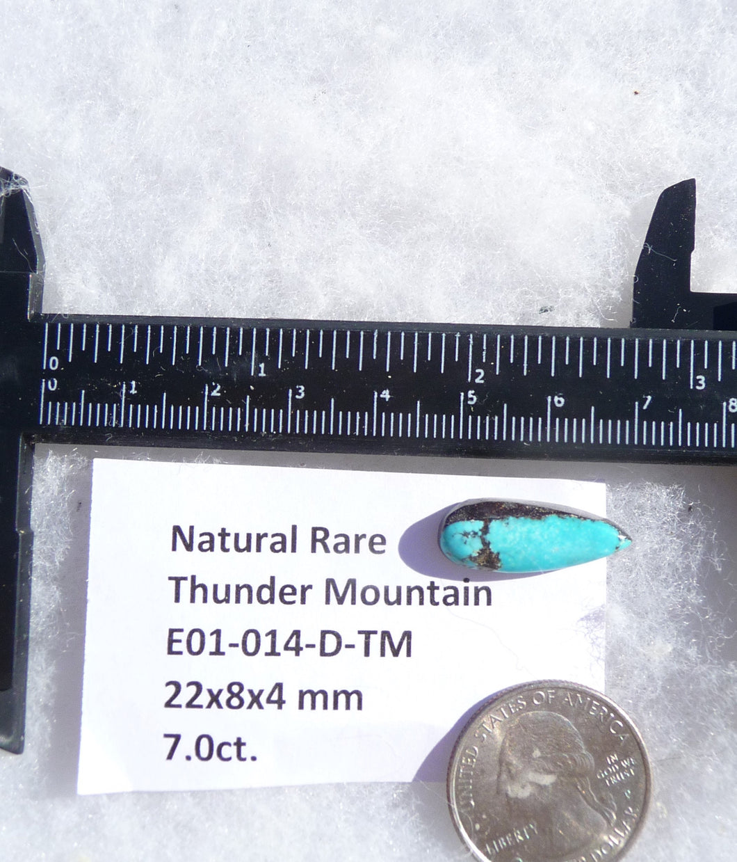 7.0 ct. Natural Rare Thunder Mountain Turquoise (Backed) 22x8x4 mm Cabochon, Gemstone E01-014-D-TM