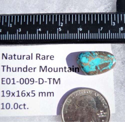 10.0 ct. Natural Rare Thunder Mountain Turquoise (Backed) 19x16x5 mm Cabochon, Gemstone E01-009-D-TM