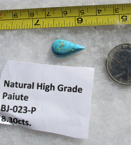 8.3 ct. (29.5x15x6 mm) Natural High Grade Paiute Turquoise Cabochon, Gemstone BJ 023 P