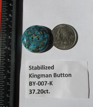 Load image into Gallery viewer, 37.2 ct. (25.5 round x 7 mm) Stabilized Kingman Turquoise Button  Cabochon Gemstone, BY 007