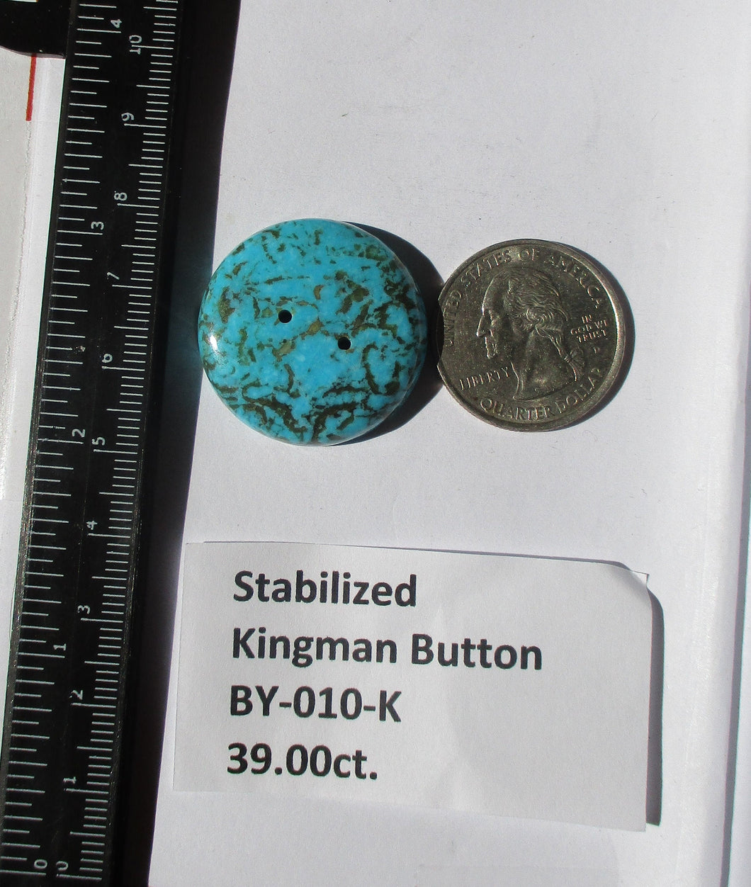 39.0 ct. (28 round x 6.5 mm) Stabilized Kingman Turquoise Button  Cabochon Gemstone, BY 010