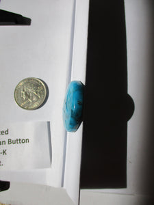 49.3 ct. (30.5 round x 6.5 mm) Stabilized Kingman Turquoise Button  Cabochon Gemstone, BY 012